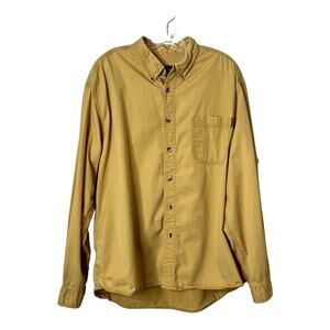 Eddie Bauer Long Sleeve Cotton Button Front Shirt Yellow Mens XL